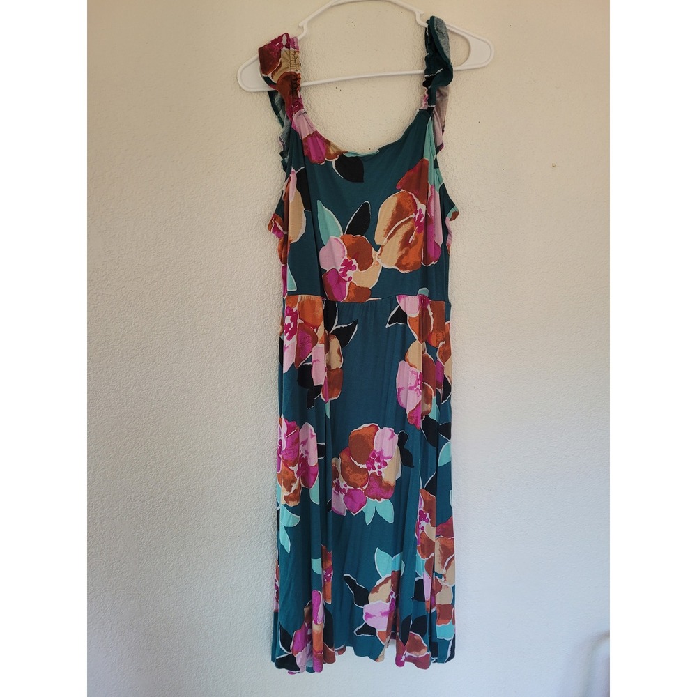 Women’s Teal Floral Sleeveless Midi Dress